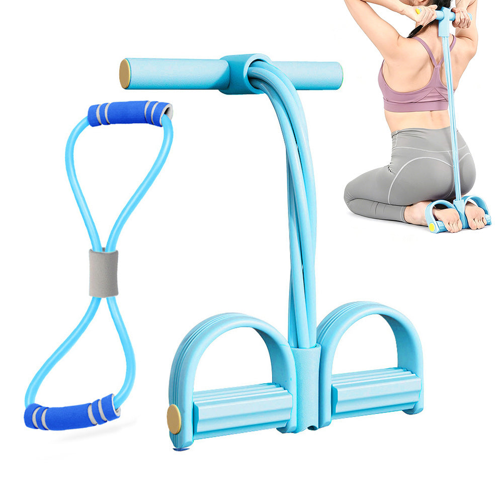 6 Tube Pedal Ankle Puller Fitness Exercise Rope with 8-Shape Resistance Band