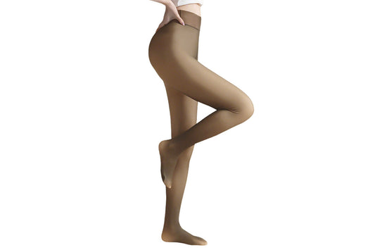 Sheer Tights Plus Size Winter Thermal Pantyhose Bare Legs Illusion Warm-Coffee
