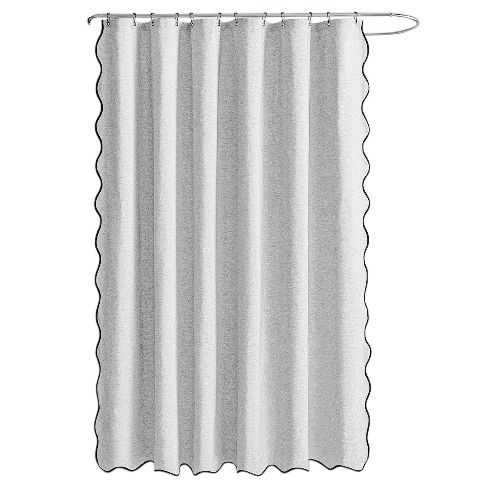 Waterproof Shower Curtain Thick Boho Wavy Edge With Rustproof Hooks