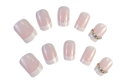 22-Piece Reusable Press-On Nail Set with Floral Design for Easy Manicure