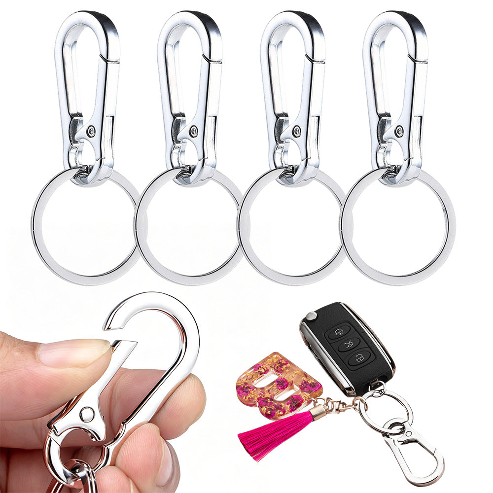 4 Pcs Metal Keychain Key Ring Clip Holder for Home Car Keys and Bags