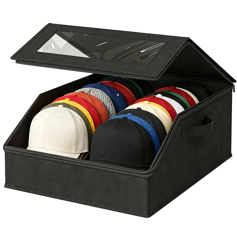 Large Capacity Hat Organizer Box Holds 30 Hats for Baseball Cap Wide Brim Cap