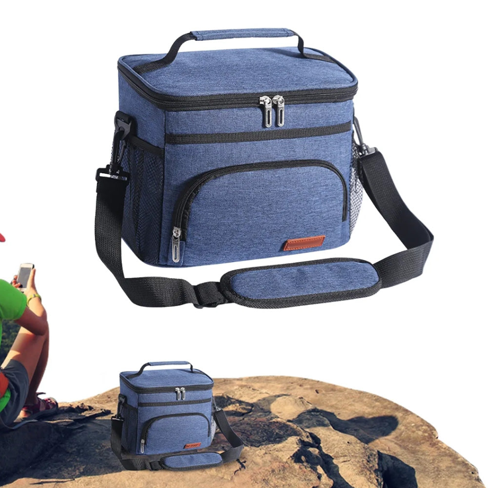 Insulated Lunch Box for Men Women Leak-Proof Cooler Lunch Bag with 4 Pockets
