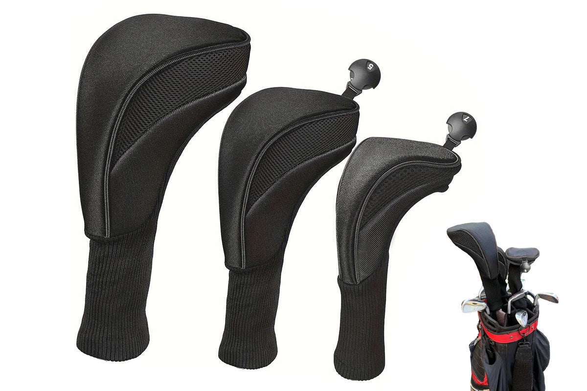3Pcs Set Golf Club Head Cover for Woods and Driver with Interchangeable Tags 3 4 5 7 X