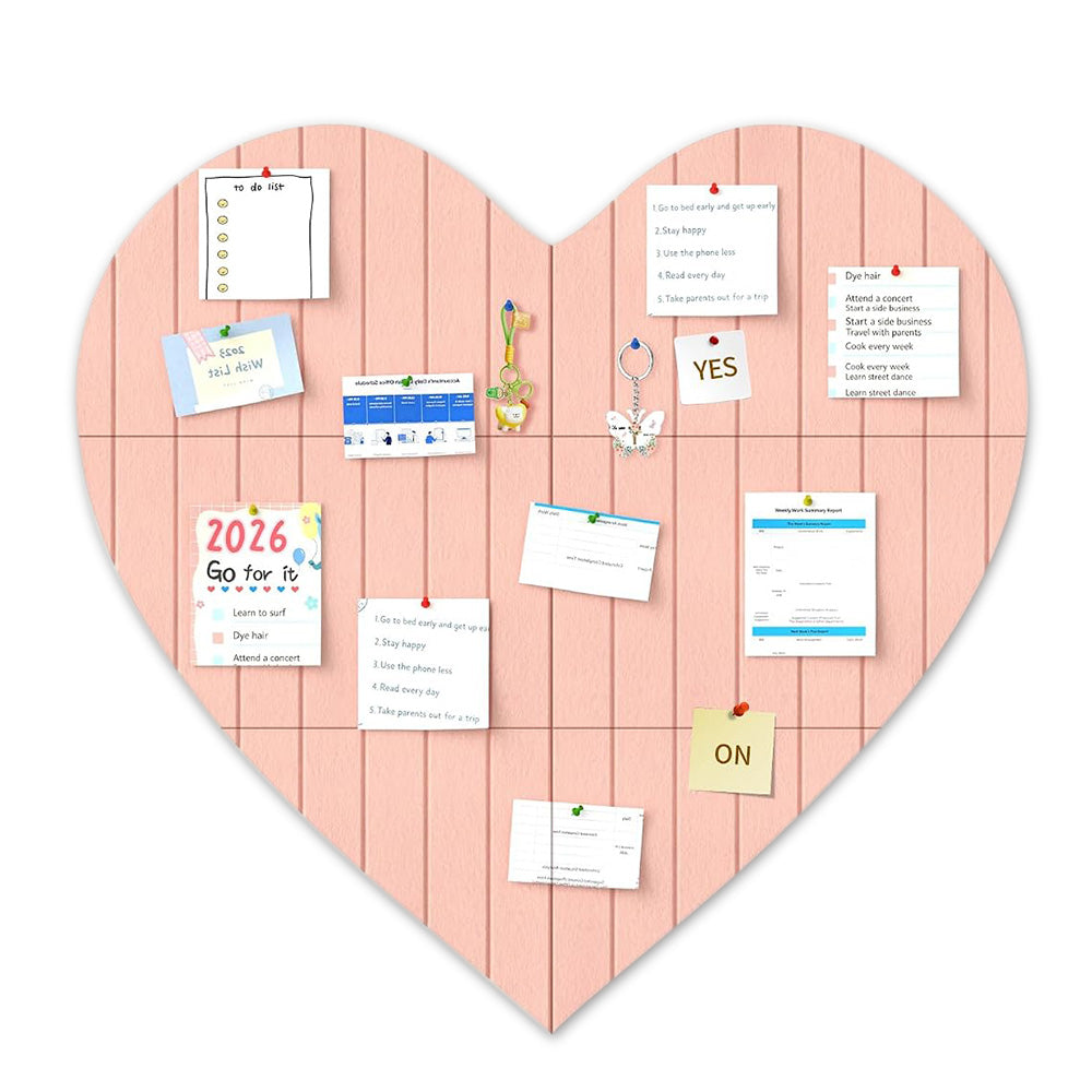 75x74cm Heart Shaped Felt Photo Message Display Board with Adhesive Dots