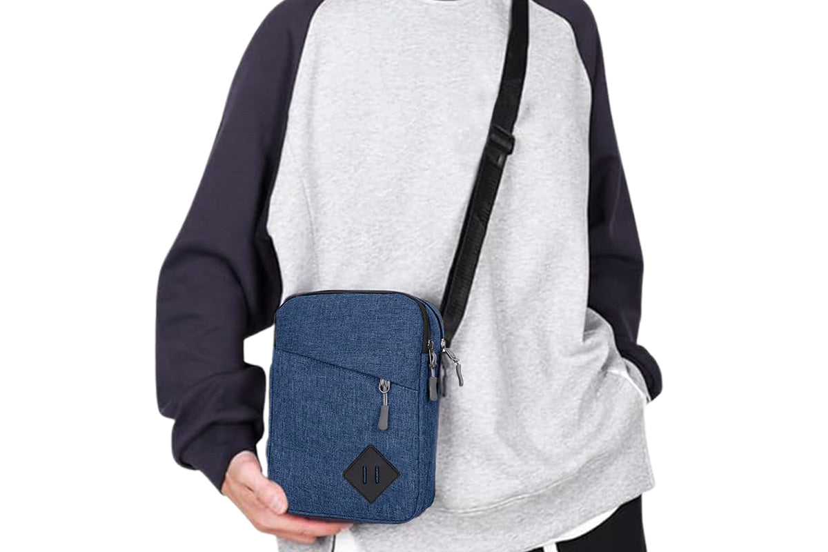 Men's Oxford Crossbody Shoulder Bag with Adjustable Strap and Multi-Pocket Messenger Design