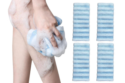 4Pcs Adult Exfoliating Washcloth Ultra-Long Back Scrubber for Shower Bath-Black