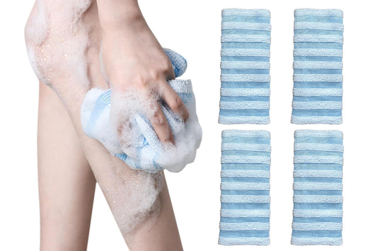 4Pcs Adult Exfoliating Washcloth Ultra-Long Back Scrubber for Shower Bath-Black