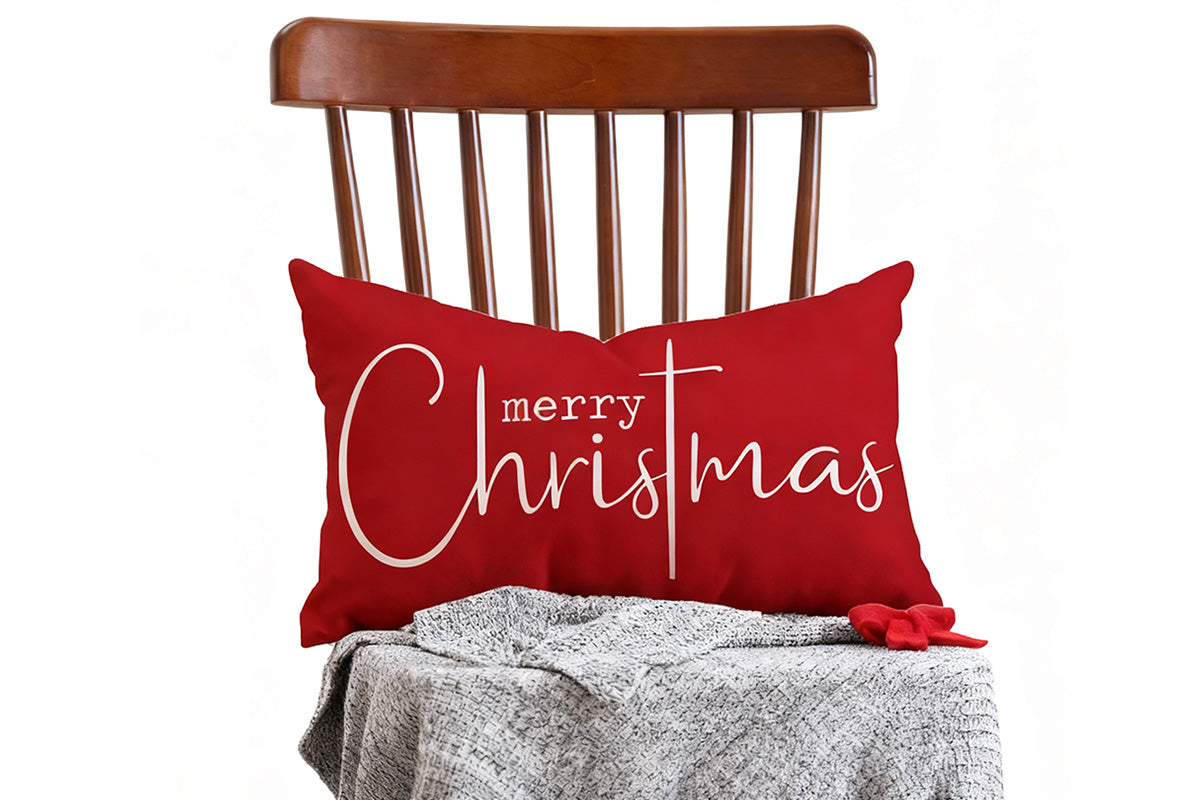 Merry Christmas Throw Pillowcase Rectangle Lumbar Winter Holiday Cushion Cover