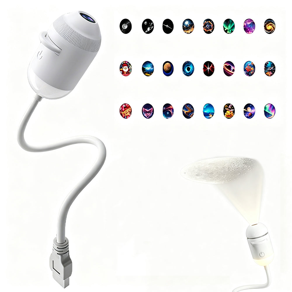 2 in 1 Galaxy Projector Starry Sky Night Light USB Projection Films Lamp