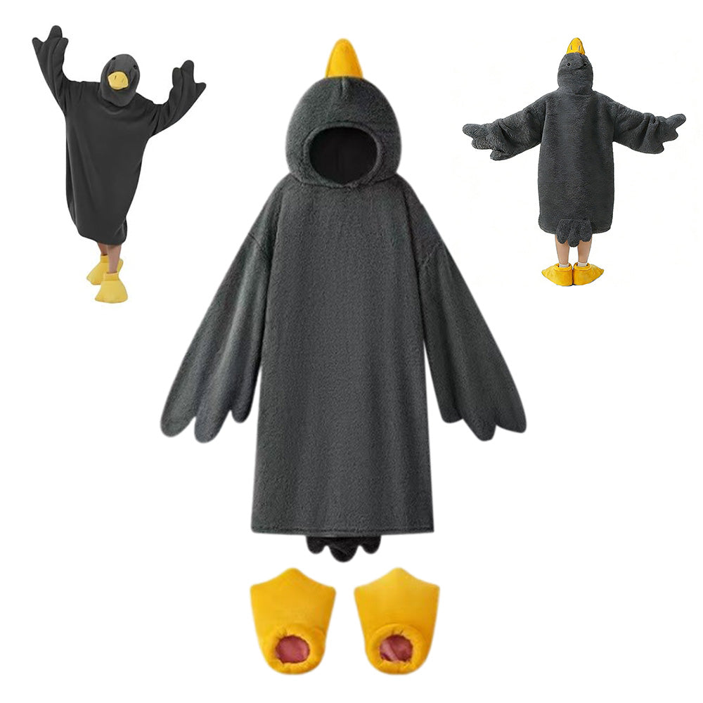 Oversized Hoodie Blanket Cartoon Goose Fleece Wearable Blanket-Style 2