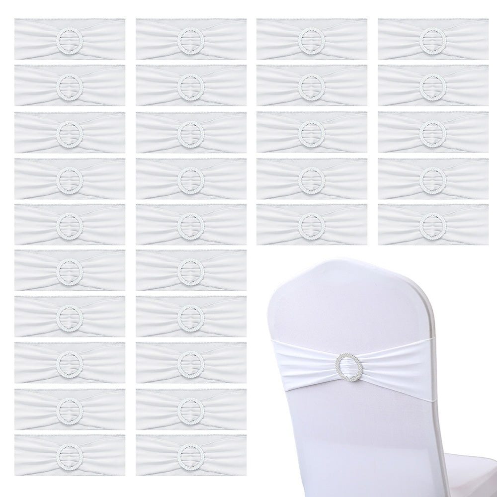 30Pcs Elastic Chair Sashes Bows with Buckle Spandex Chair Bands for Weddings Parties Meetings
