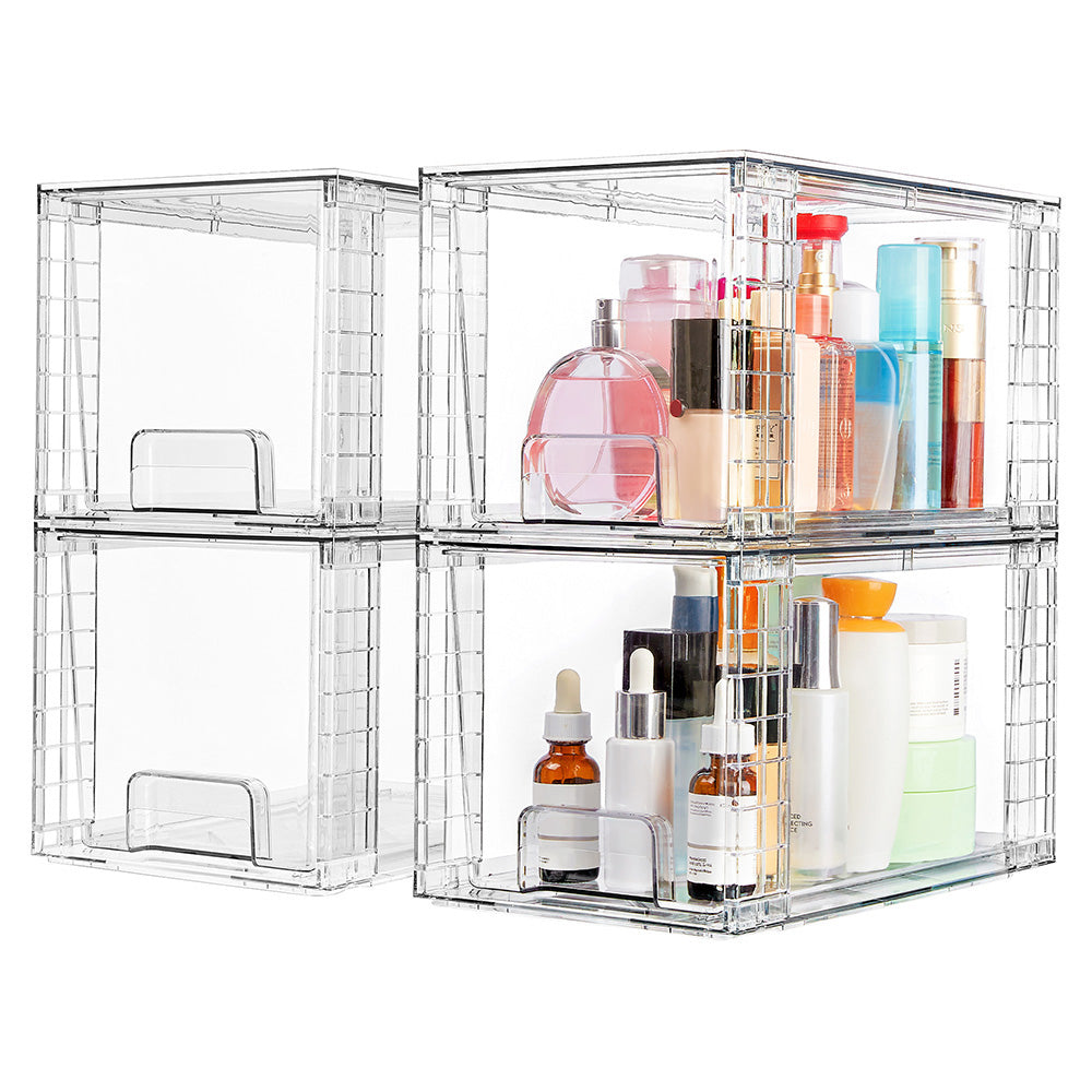 Stackable Clear Makeup Organizer Drawer for Skincare Storage