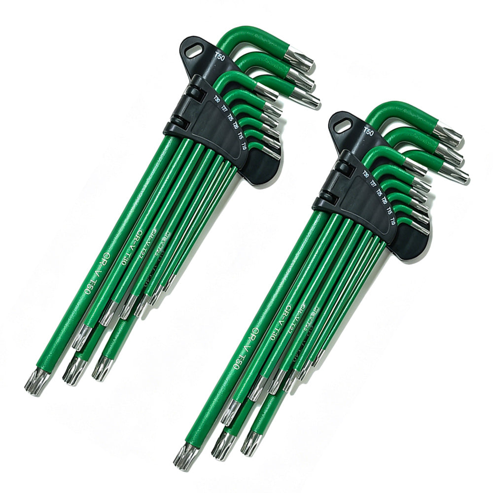 2X9Pcs Long Arm Ball End Hex Key Set with CRV Steel for Car and Motorcycle Repair