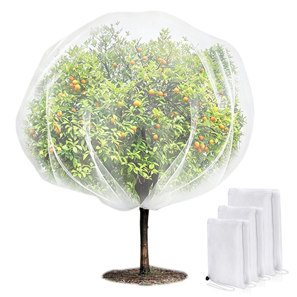 3 Pack Drawstring Fruit Tree Netting Cover Fine Mesh Bird Fruit Fly Insect Protection for Garden Potted Plant Fruit Trees