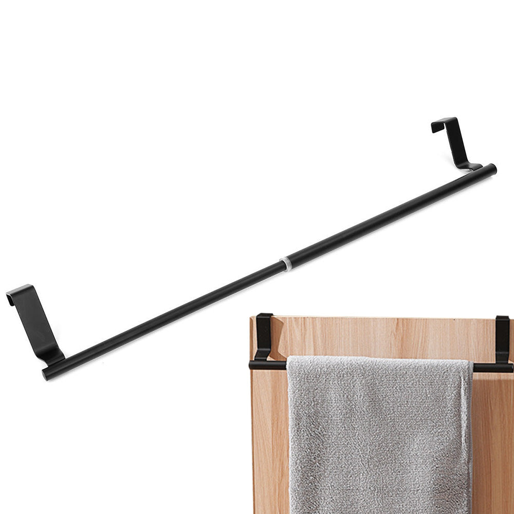 Stainless Steel Cabinet Door Towel Holder Adjustable No Drill Towel Bar for Kitchen Bathroom-Black