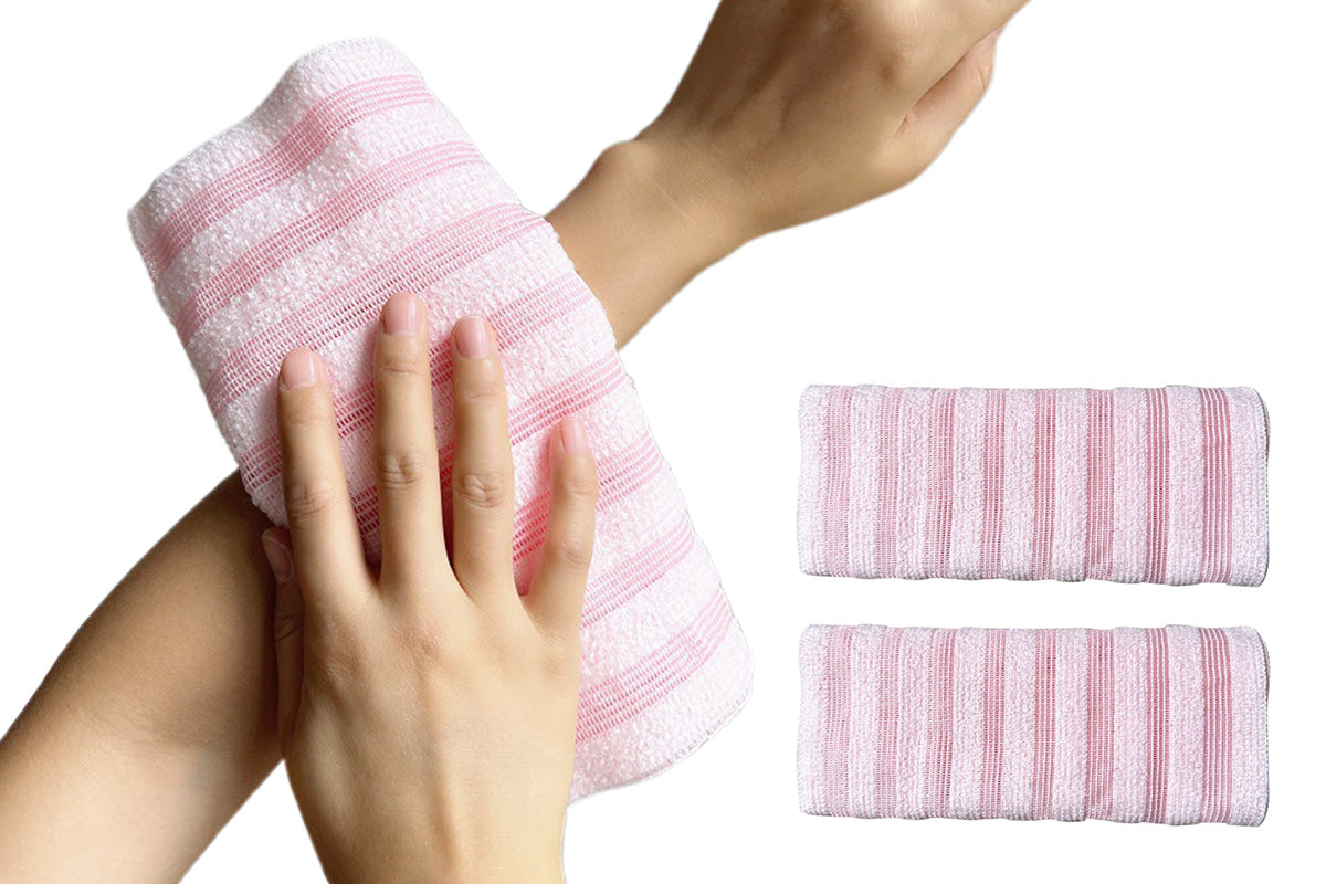 2Pcs Adult Exfoliating Washcloth Ultra-Long Back Scrubber for Shower Bath-Black