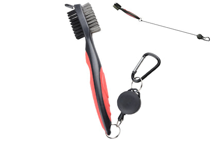 Dual Sided Golf Club Groove Cleaner Brush Tool with Retractable Carabiner