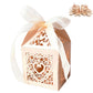 50 Pack Laser Cut Pearl Paper Candy Favor Boxes with Ribbons