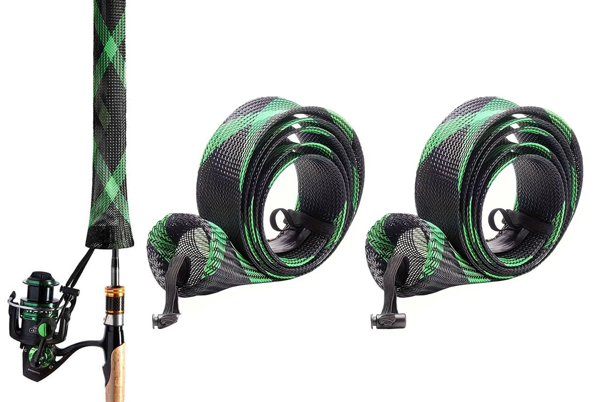 2Pcs Fishing Rod Socks with Elastic Strap Fishing Rod Sleeve for Baitcasting
