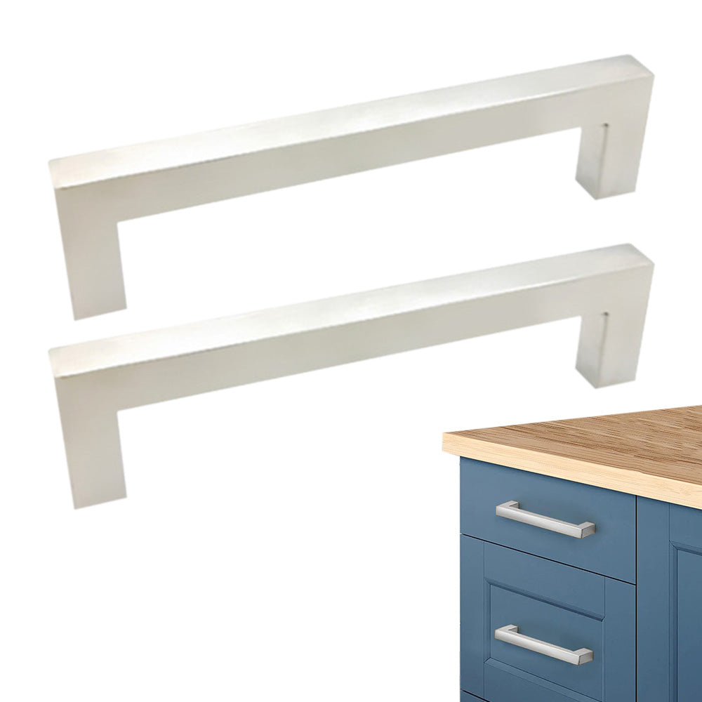 2X 12mm Square Stainless Steel Kitchen Cabinet and Door Handle