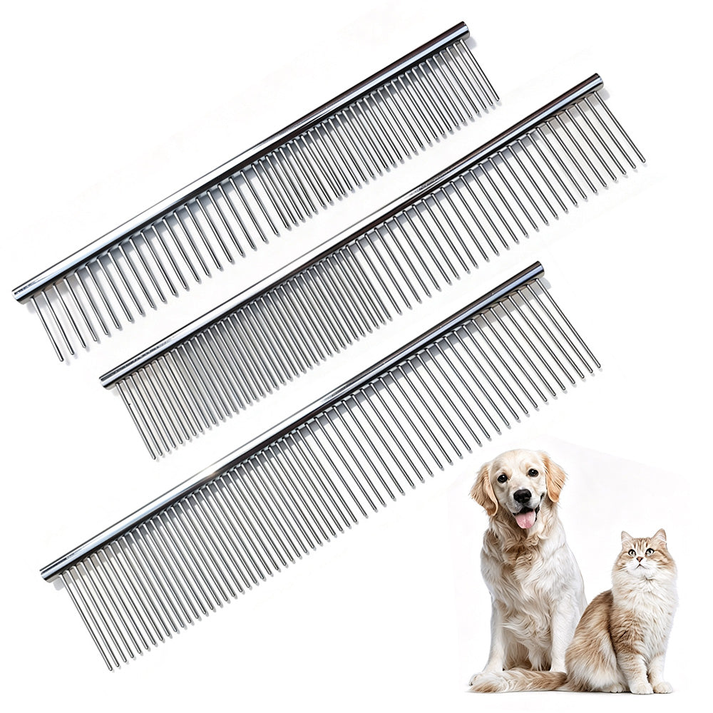 Double Sided Stainless Steel Dematting Grooming Comb for Dogs and Cats