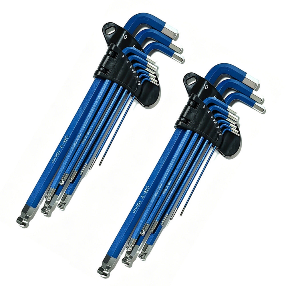 2X9Pcs Long Arm Ball End Hex Key Set with CRV Steel for Car and Motorcycle Repair