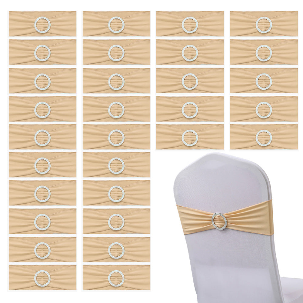 30Pcs Elastic Chair Sashes Bows with Buckle Spandex Chair Bands for Weddings Parties Meetings