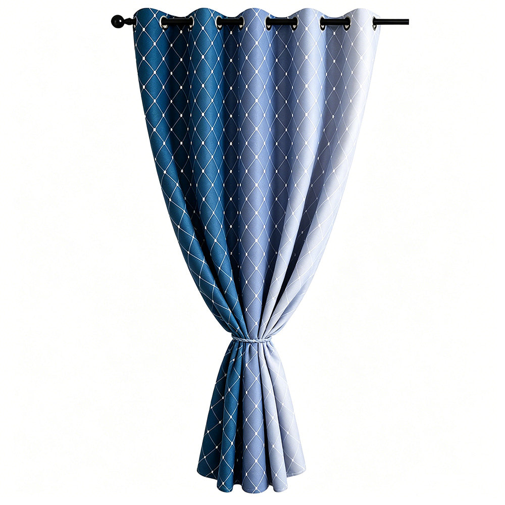 Blackout Curtain Gradient Color Curtains for Bedroom Living Room-Dark Blue