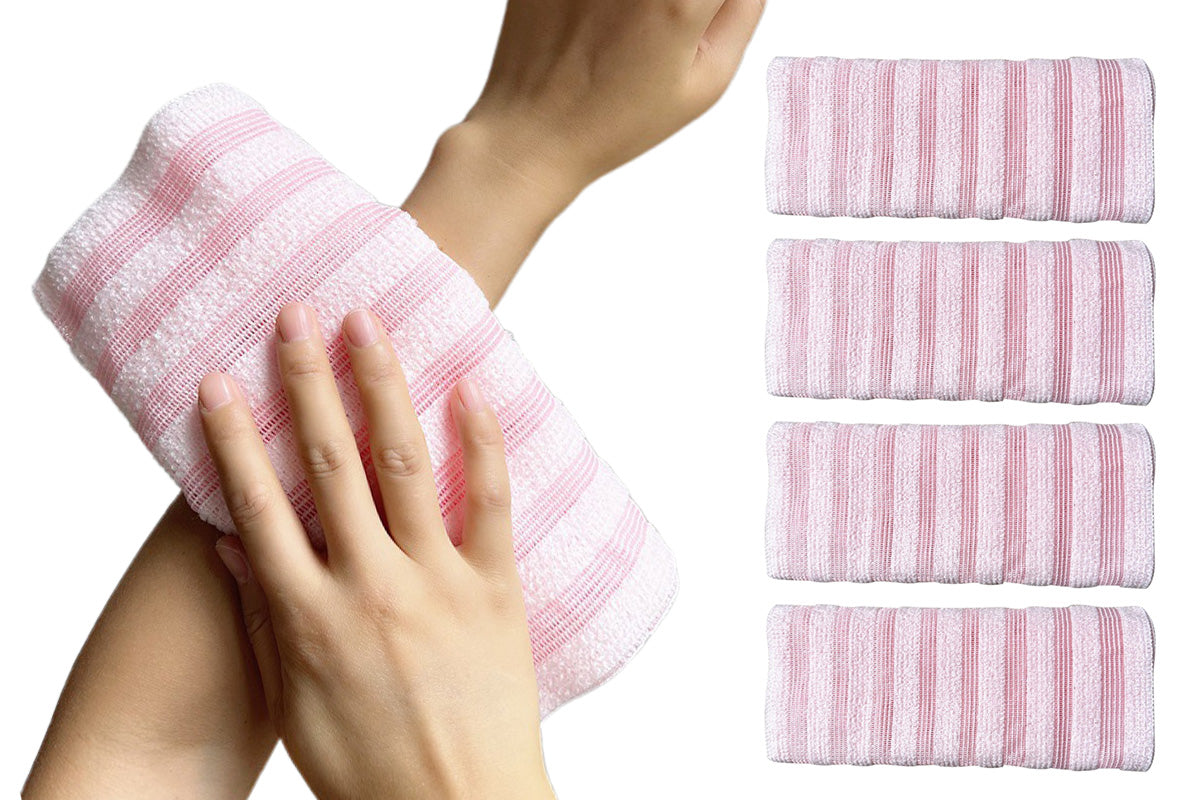 4Pcs Adult Exfoliating Washcloth Ultra-Long Back Scrubber for Shower Bath-Black