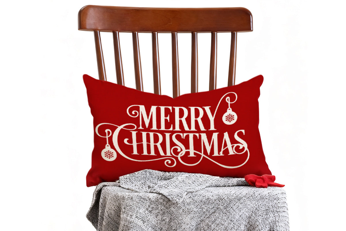 Merry Christmas Throw Pillowcase Rectangle Lumbar Winter Holiday Cushion Cover