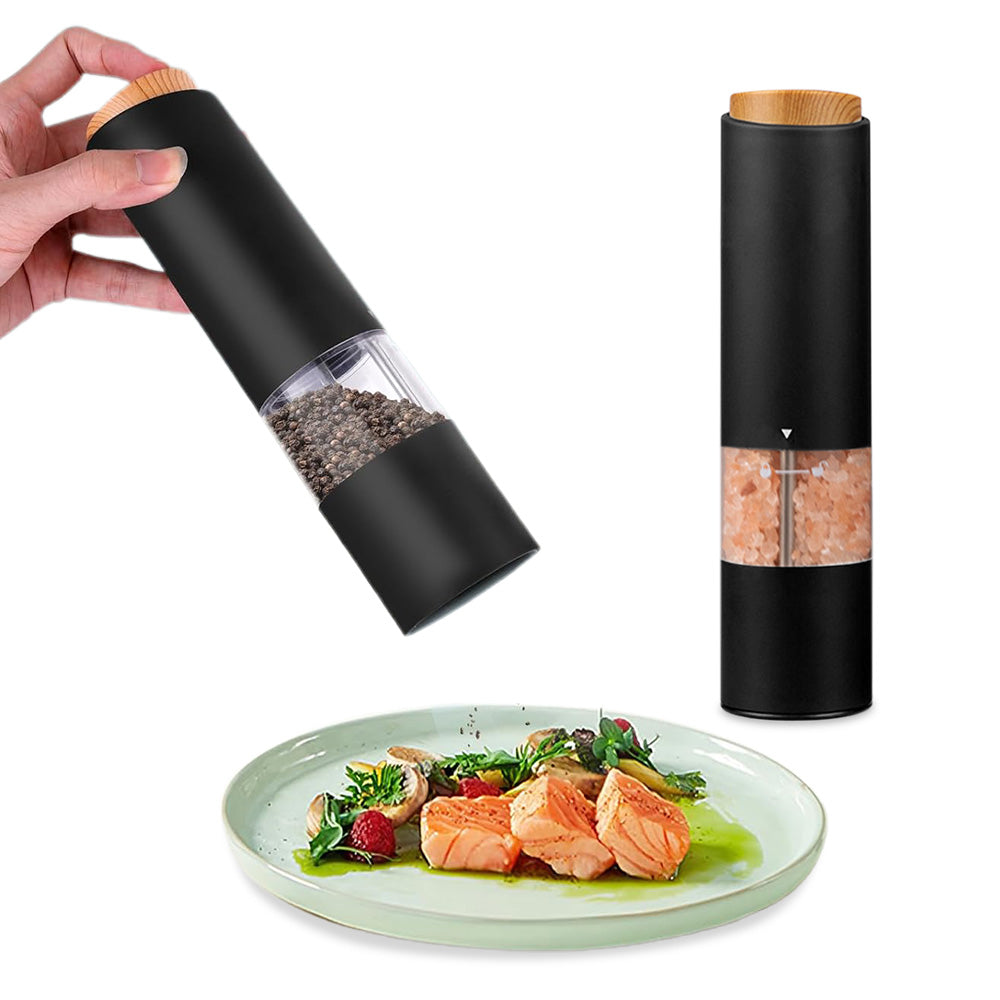 2PCS Electric Pepper Grinder LED Light Adjustable Coarseness