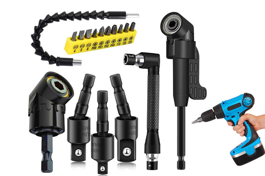 17-Piece Drill Bit Extension Set with 105 degree Right Angle Attachments Flexible Shaft Kit for Tight Spaces