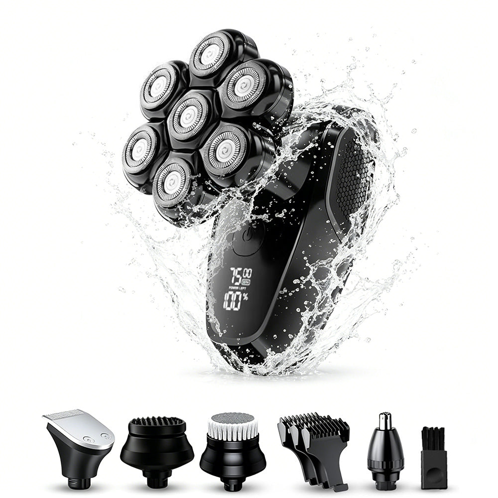 7D 5-in-1 Shaver Cordless Head Razor Bald Trimmer Electric For Men Wet Dry