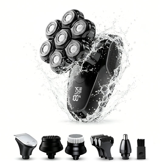7D 5-in-1 Shaver Cordless Head Razor Bald Trimmer Electric For Men Wet Dry