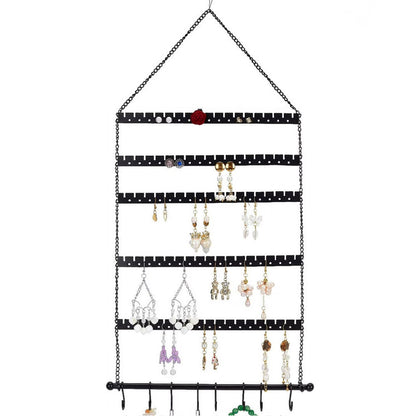 6 Layer Wall Mounted Earring Organizer for Studs Hoops Dangle Earrings and Necklaces