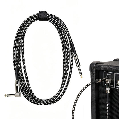3m Guitar Cable 6.35mm Right Angle to Straight Instrument Cord for Bass Amp