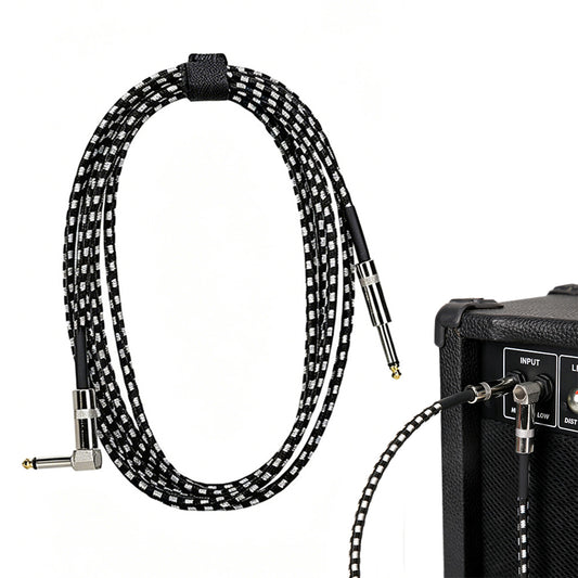 3m Guitar Cable 6.35mm Right Angle to Straight Instrument Cord for Bass Amp