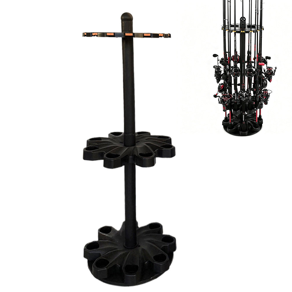 Rotating Fishing Rod Holder with Wheels Holds Up to 16 Poles Fishing Rod Rack for Home Tackle Shop