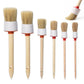 Car Detailing Brush Set 6Pcs Boar Hair Brush Kit Wood Handle Wheels Leather Air Vents
