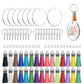 120 Piece Clear Acrylic Blank Keychain Pendant DIY Craft Set