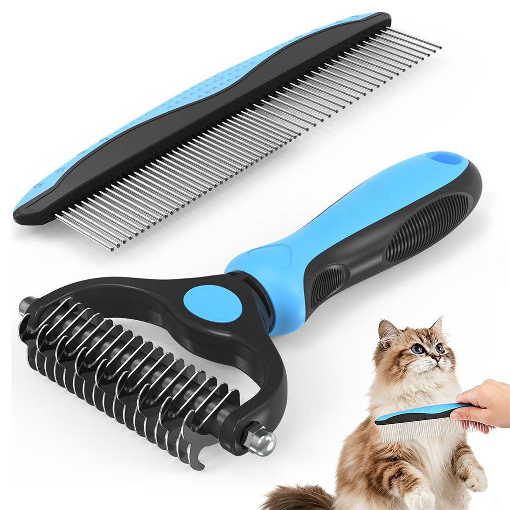 Two Sets Pet Grooming Combo Shedding and Dematting Brush for Dogs Cats