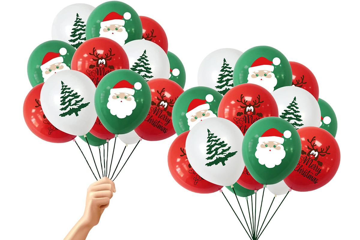 30Pcs Christmas Latex Balloons Santa Tree Party Decorations