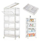 4 Tier Clear Storage Bins with Lids Stackable Plastic Bins with Wheels for Closet Bedroom Living Room