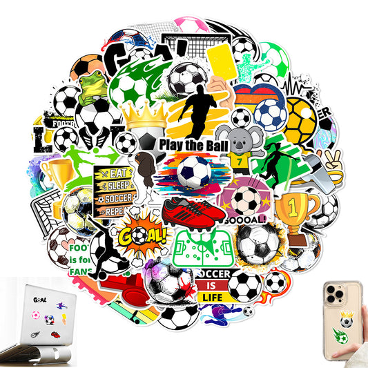 50Pcs Football Theme Sticker Set Water-repellent for Water Bottle Laptop Decoration
