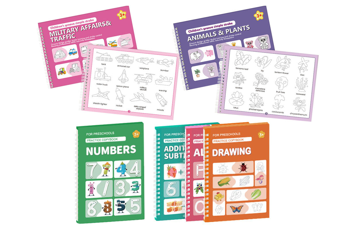 Magic Handwriting Practice Books With Pens Reusable Grooved Copybooks