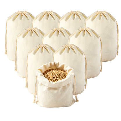 10 Pack Reusable Canvas Drawstring Storage and Gift Bags