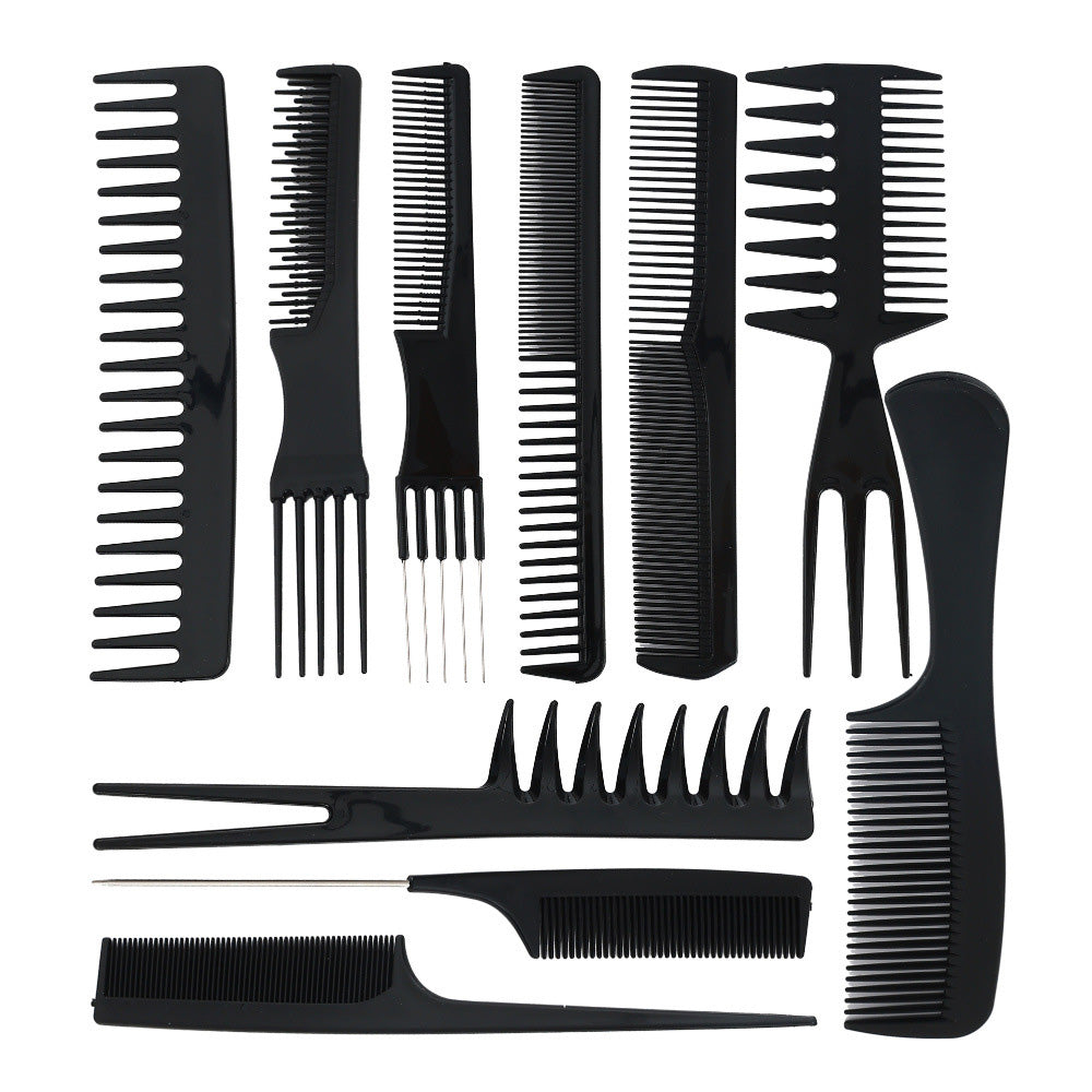 10Pcs Hair Brush Set with PVC Storage Box for Barbershop Salon and Home Use