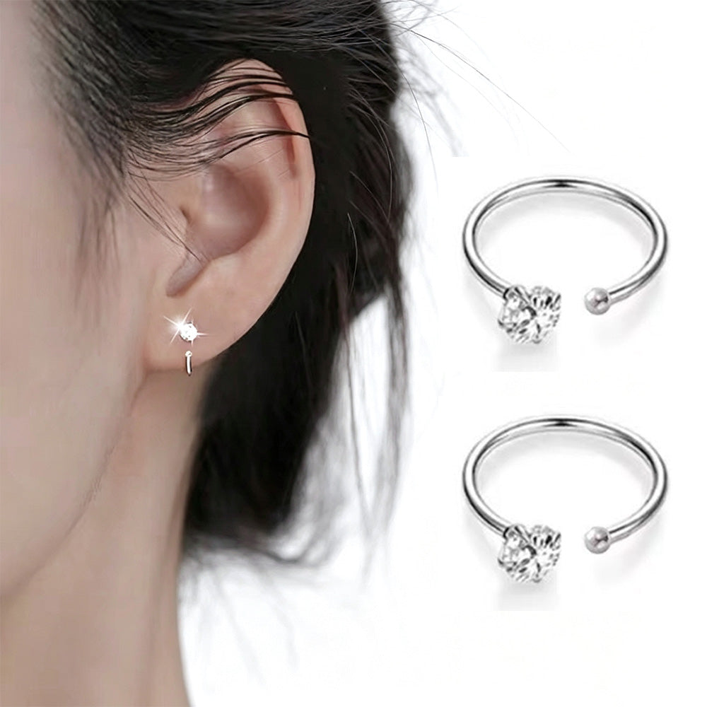 Half Hoop Earrings for Women Lightweight Sterling Silver Stud Earrings for Party Daily Life