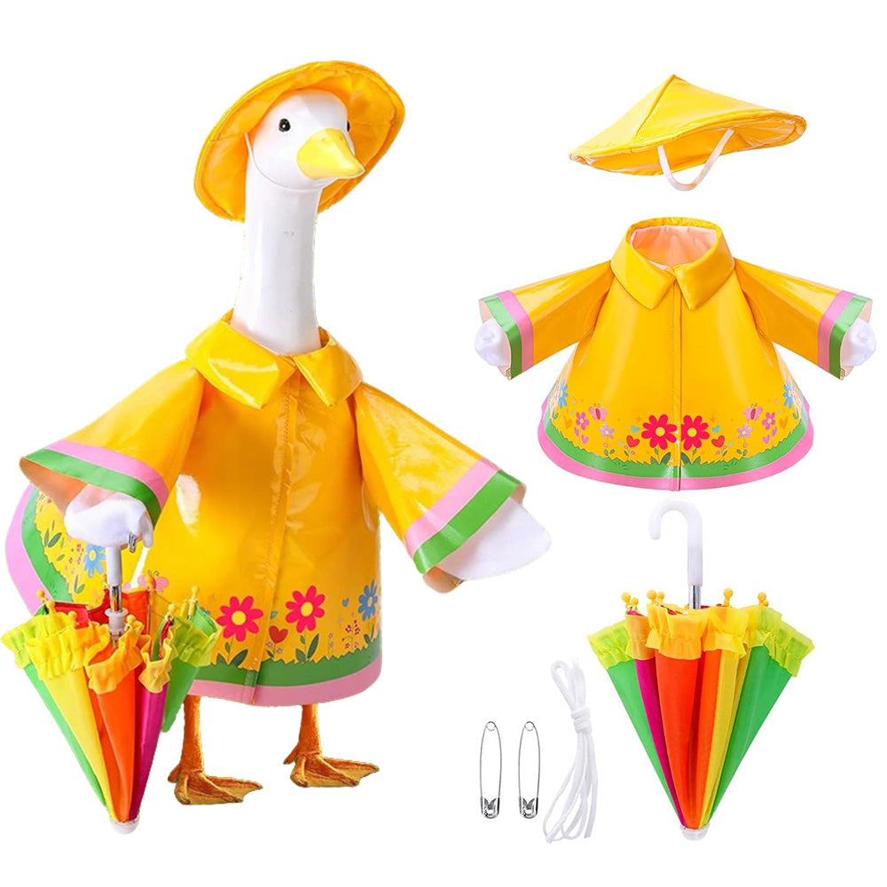 58 cm Raincoat Set for Garden Goose Statue with Rain Hat and Umbrella